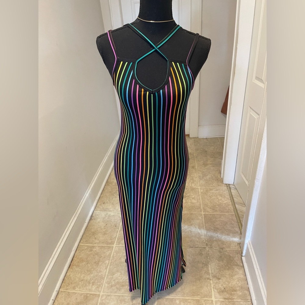 Gorgeous Rainbow body hugging maxi dress